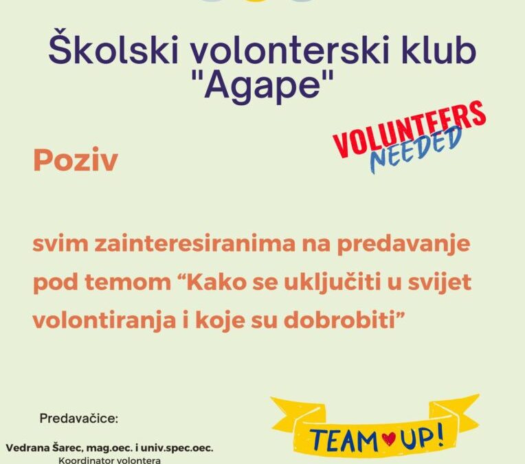 Školski volonterski klub “Agape”