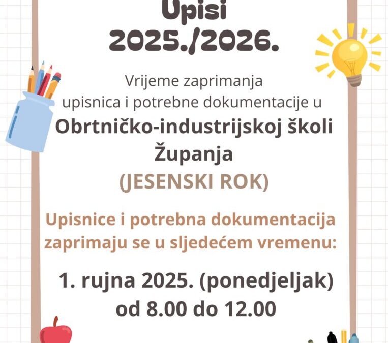 Upisi u 1. razred srednje škole