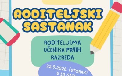 Roditeljski sastanak učenika prvih razreda