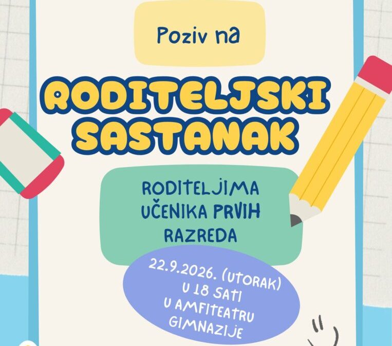 Roditeljski sastanak učenika prvih razreda